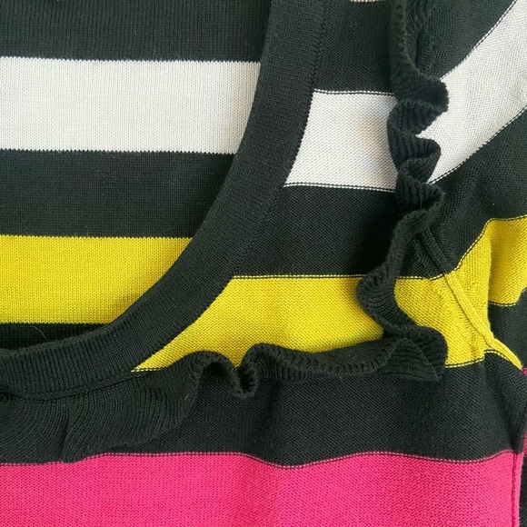 SONIA RYKIEL x H&M Multicolor Stripe Pullover Sweater with Frills Ruffle Detail - Picture 2 of 7